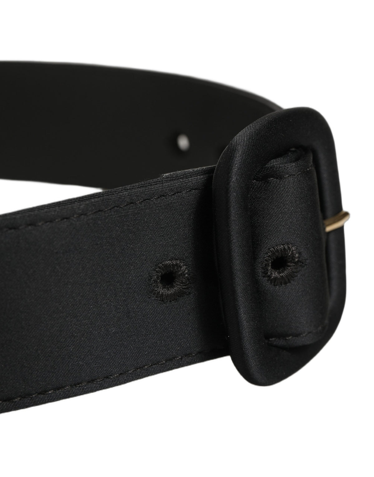 Black Wide Fabric Oval Buckle Cintura Belt
