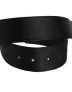 Black Wide Fabric Oval Buckle Cintura Belt
