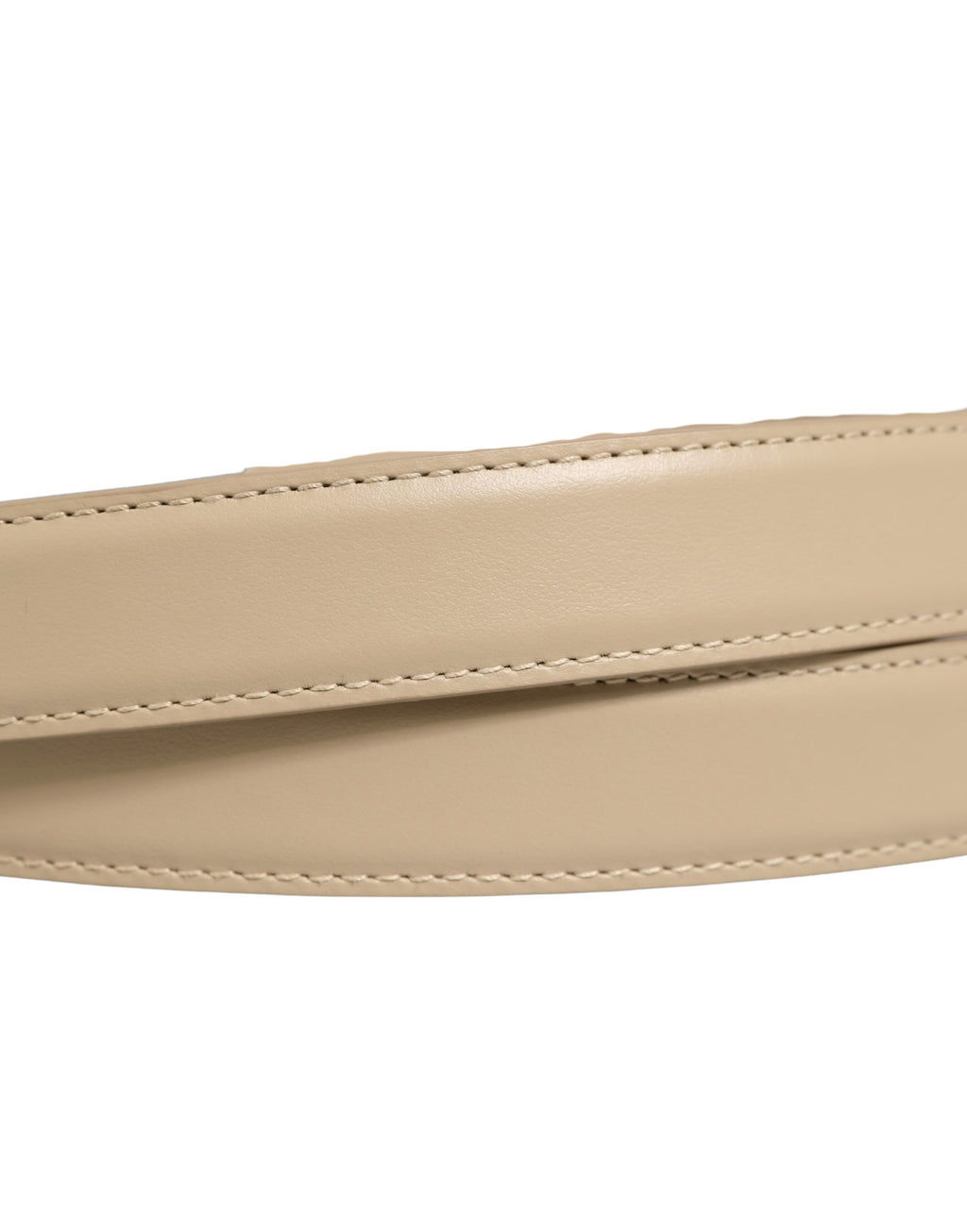 Beige Leather Double Wrap Gold Buckle Belt