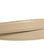 Beige Leather Double Wrap Gold Buckle Belt