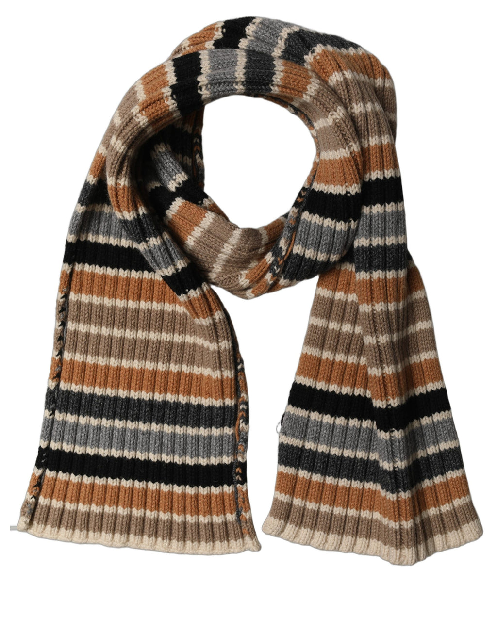 Multicolor Striped Knitted Viscose Shawl Scarf