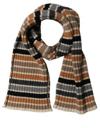 Multicolor Striped Knitted Viscose Shawl Scarf