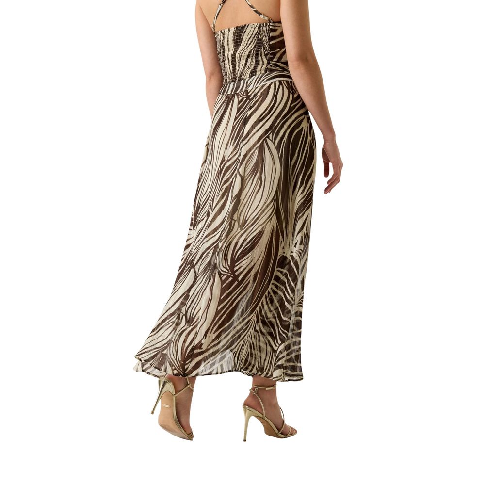 Brown Polyester Long Skirt
