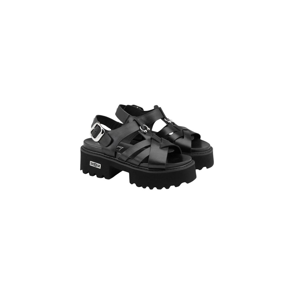 Black Leather Platform Sandals