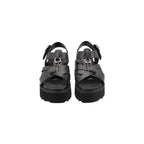 Black Leather Platform Sandals