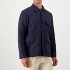 Navy Blue Linen Full-Length Jacket
