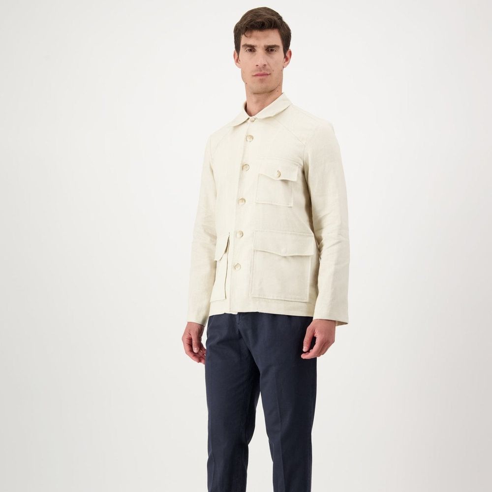 Beige Linen Full-Length Jacket