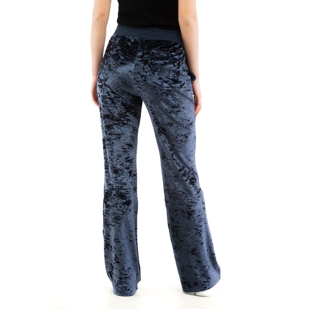 Blue Polyester Casual Pants