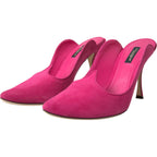 Fuchsia Suede Leather Mules Sandals Shoes