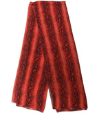 Red Black Printed Silk Sheer Foulard Scarf