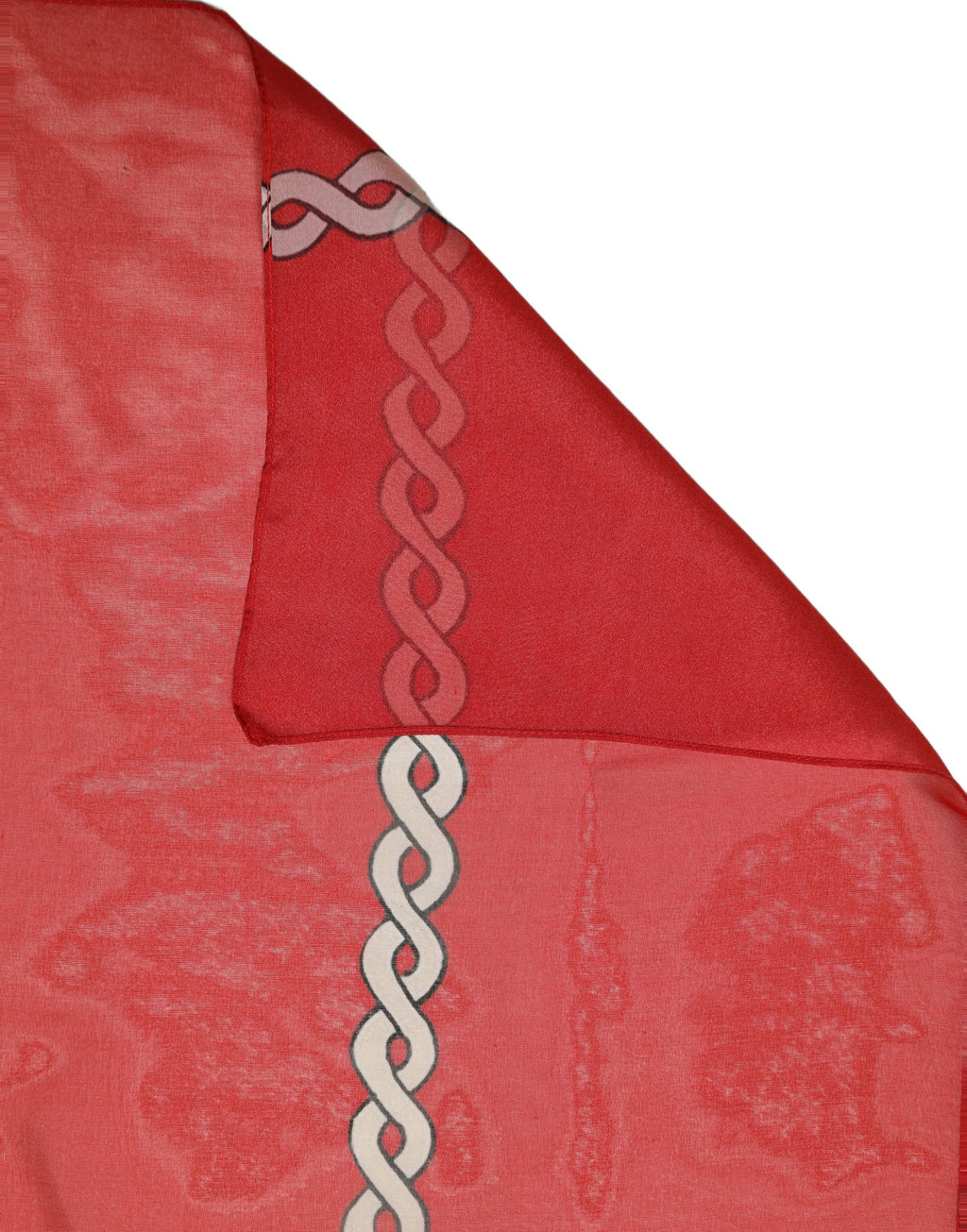 Red Silk Braided Rope Square Foulard Scarf