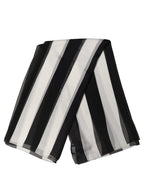 Black White Stripe Silk Square Foulard Scarf