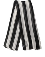 Black White Stripe Silk Shawl Stole Scarf