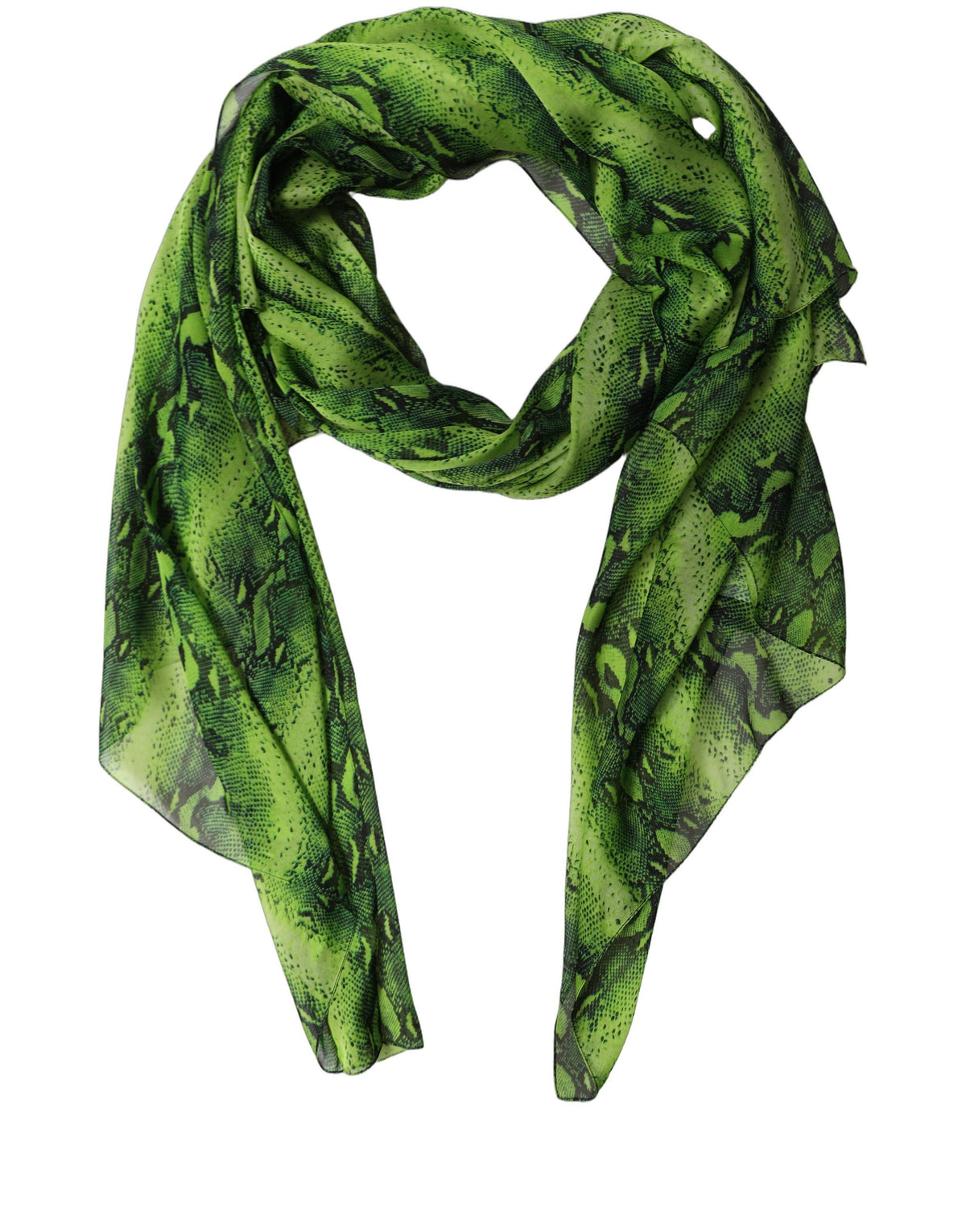 Green Black Printed Silk Sheer Stole Scarf