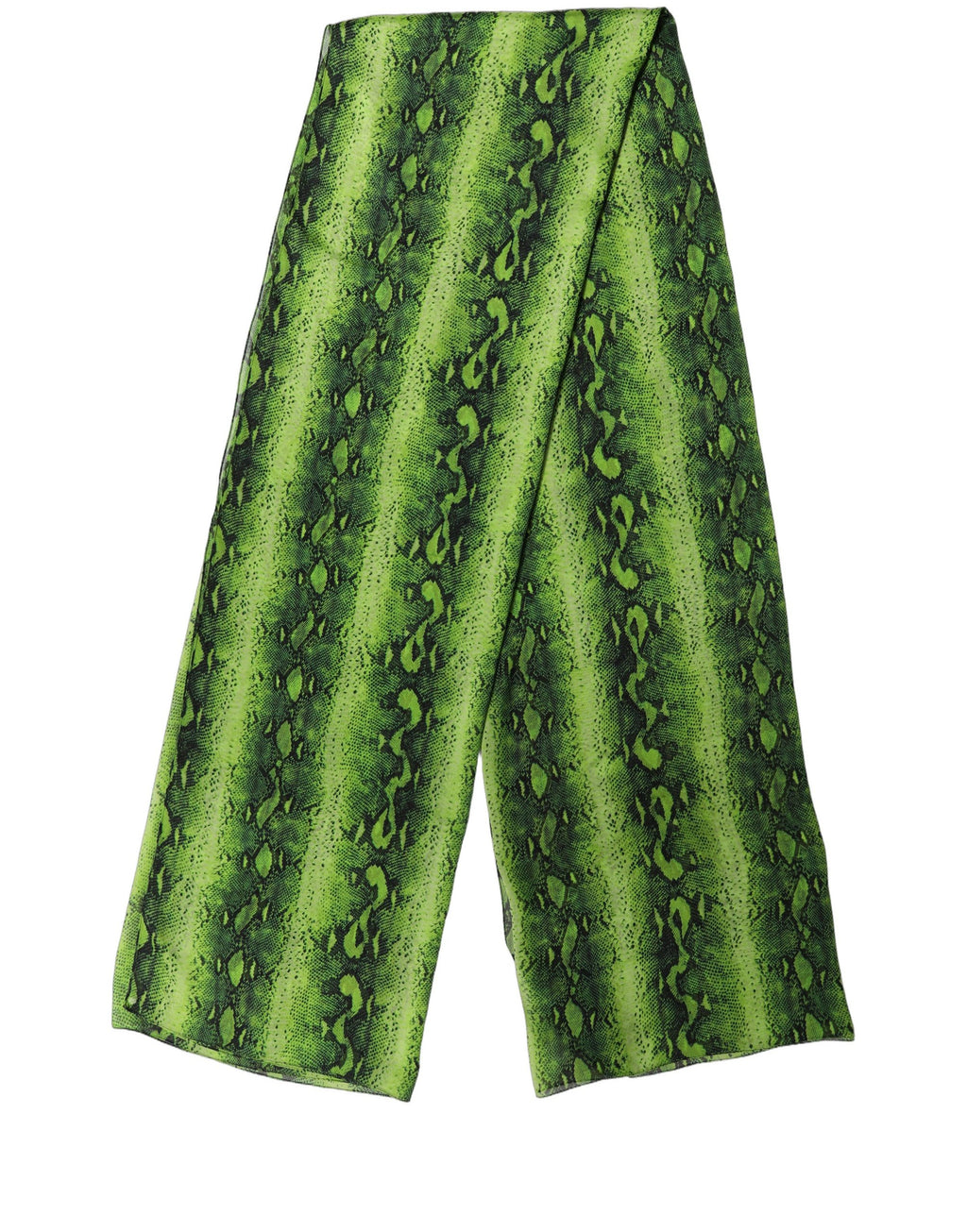 Green Black Printed Silk Sheer Stole Scarf