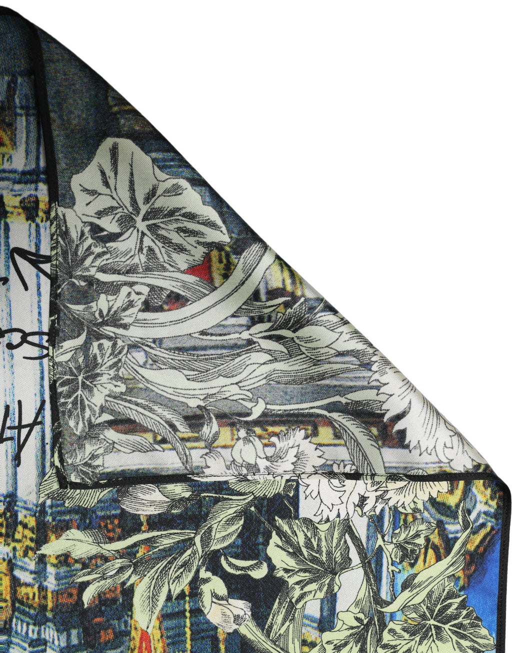 Multicolor Printed Silk Square Foulard Scarf