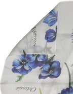 White Silk Floral Chiffon Long Stole Scarf