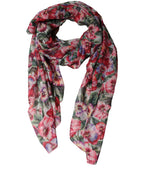 Multicolor Floral Cotton Lace Stole Scarf