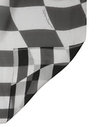 White Black Checkered Silk Foulard Scarf