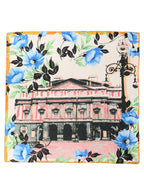 Multicolor Printed Silk Square Foulard Scarf