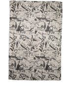 White Graffiti Logo Silk Shawl Stole Scarf