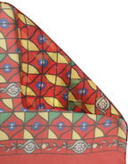 Red Silk Geometric Print Shawl Stole Scarf