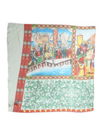 Multicolor Silk Printed Square Foulard Scarf