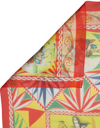 Multicolor Silk Carretto Print Foulard Scarf