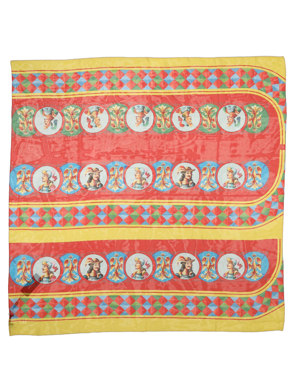 Multicolor Silk Carretto Print Foulard Scarf