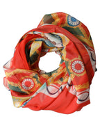 Multicolor Silk Printed Square Foulard Scarf