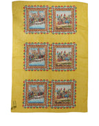 Yellow Silk Printed Shawl Stole Scarf