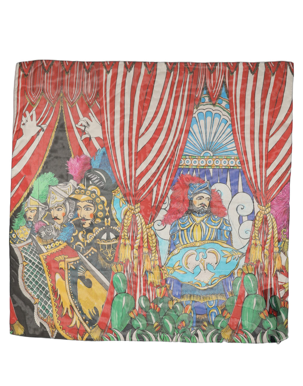 Multicolor Silk Printed Square Foulard Scarf