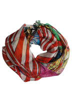 Multicolor Silk Printed Square Foulard Scarf