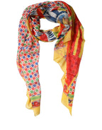 Multicolor Silk Carretto Print Stole Scarf
