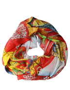 Multicolor Silk Printed Square Foulard Scarf