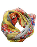 Multicolor Silk Carretto Foulard Scarf