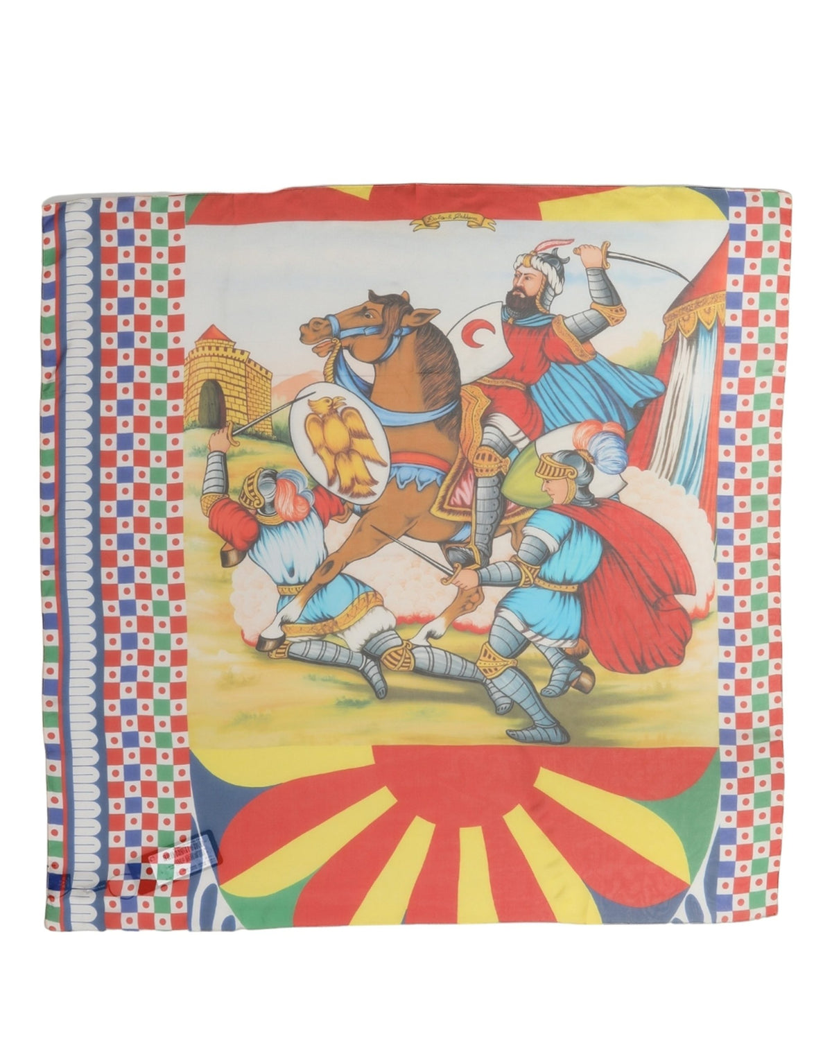 Multicolor Silk Printed Square Foulard Scarf