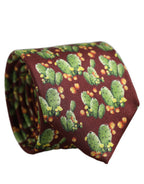 Maroon Silk Cactus Floral Adjustable Tied Men Necktie Tie