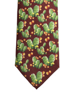 Maroon Silk Cactus Floral Adjustable Tied Men Necktie Tie