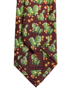 Maroon Silk Cactus Floral Adjustable Tied Men Necktie Tie