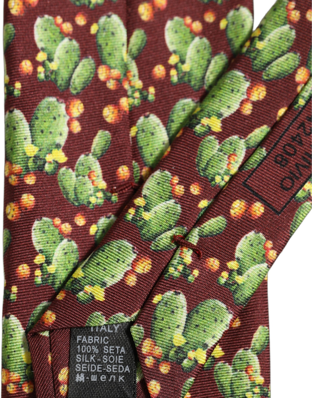 Maroon Silk Cactus Floral Adjustable Tied Men Necktie Tie