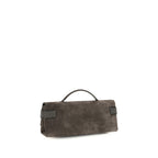 Brown Suede Leather Clutch Bag