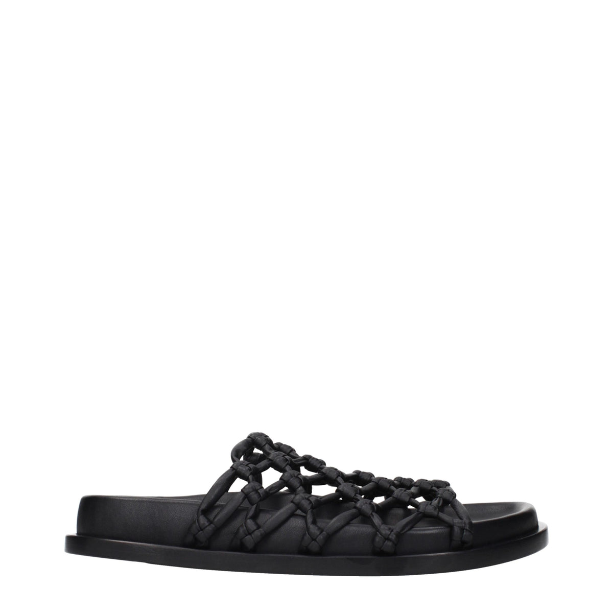 Black Leather Slippers