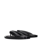 Black Leather Flip-Flop Sandals