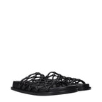 Black Leather Slippers