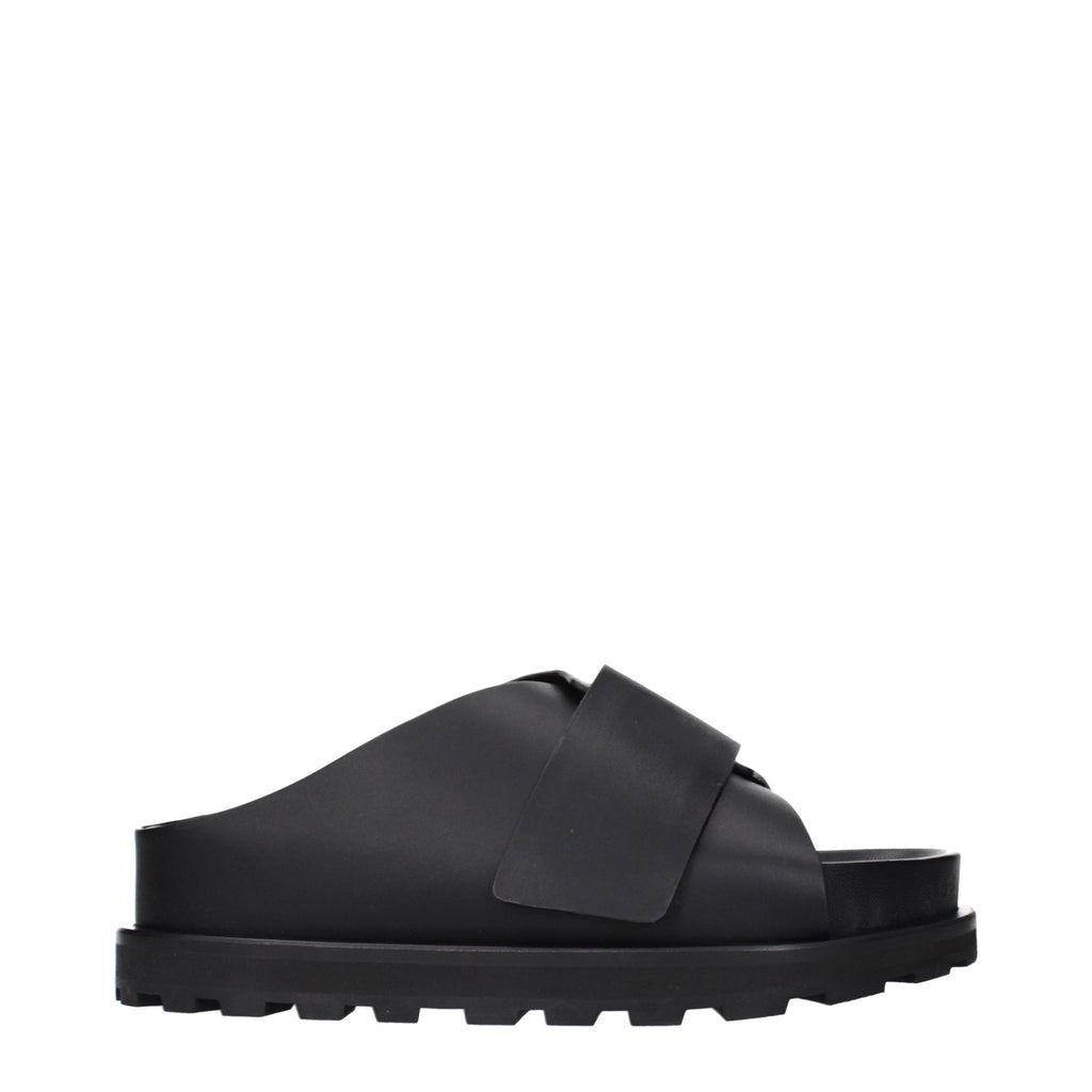 Black Leather Slippers