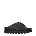 Black Leather Slippers