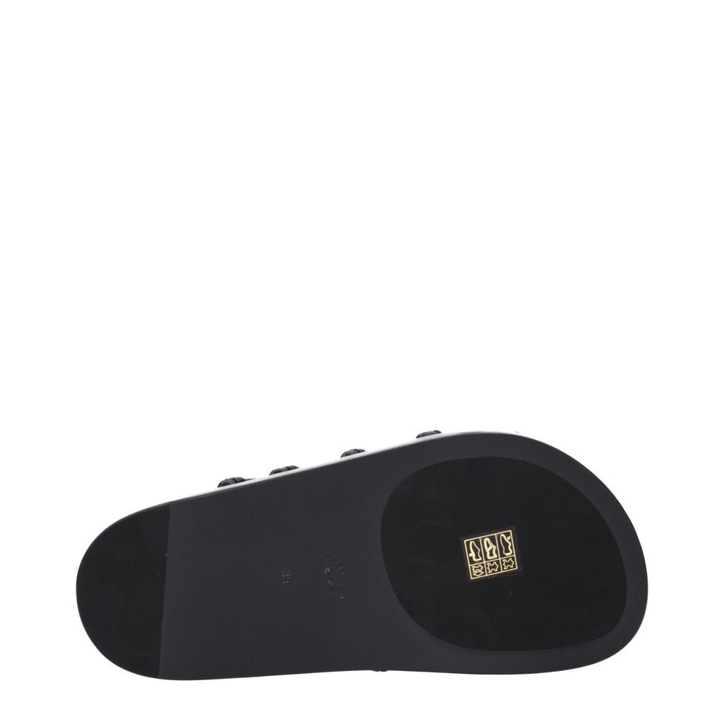 Black Leather Slippers