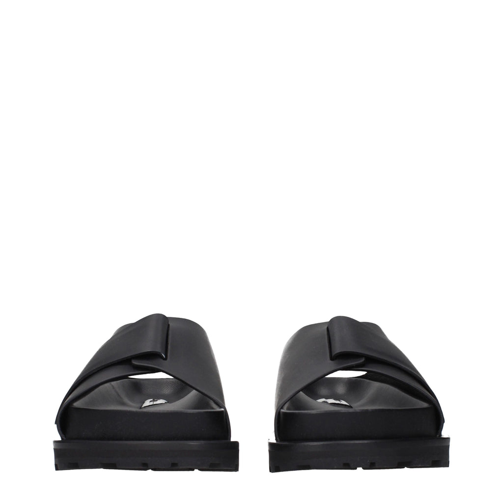Black Leather Slippers