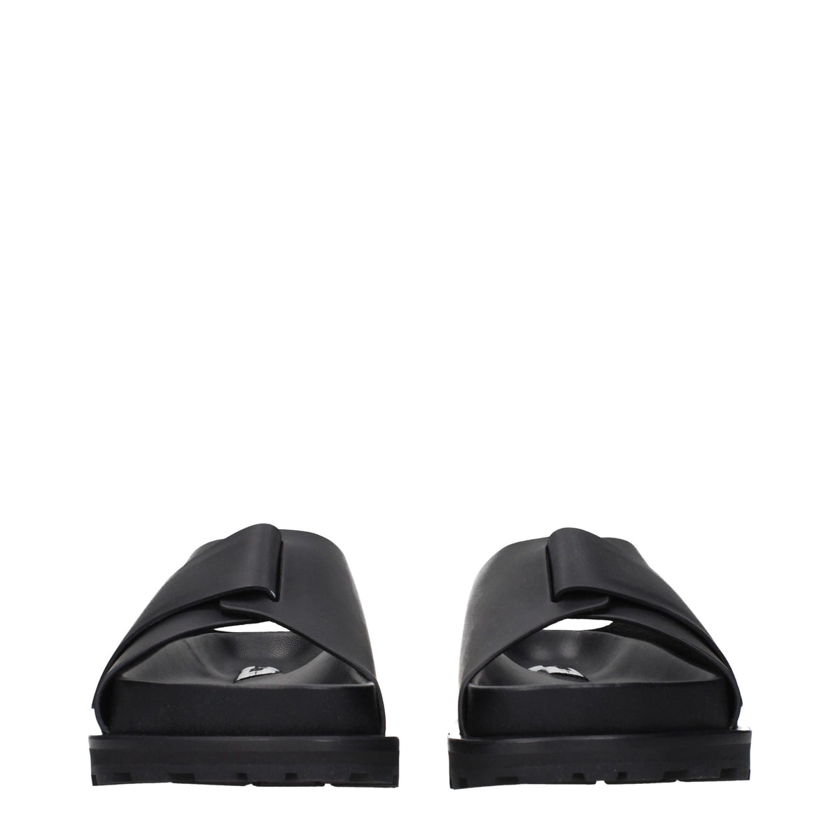 Black Leather Slippers